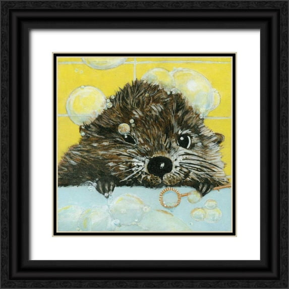 Roll, Dlynn 15x15 Black Ornate Wood Framed with Double Matting Museum Art Print Titled - Bubbles - Olivia