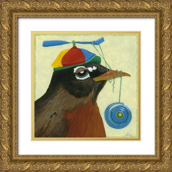 Roll, Dlynn 15x15 Gold Ornate Wood Framed with Double Matting Museum Art Print Titled - You Silly Bird - Chandler