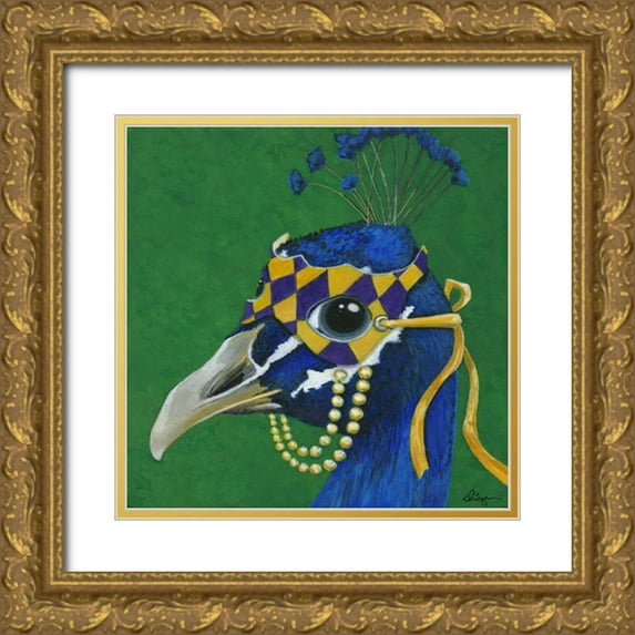 Roll, Dlynn 15x15 Gold Ornate Wood Framed with Double Matting Museum Art Print Titled - You Silly Bird - Tina