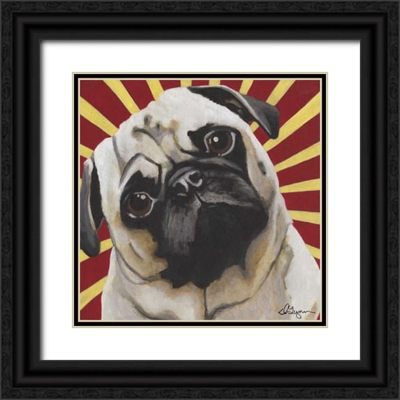 Roll, Dlynn 20x20 Black Ornate Wood Framed with Double Matting Museum Art Print Titled - Dlynns Dogs - Puggins