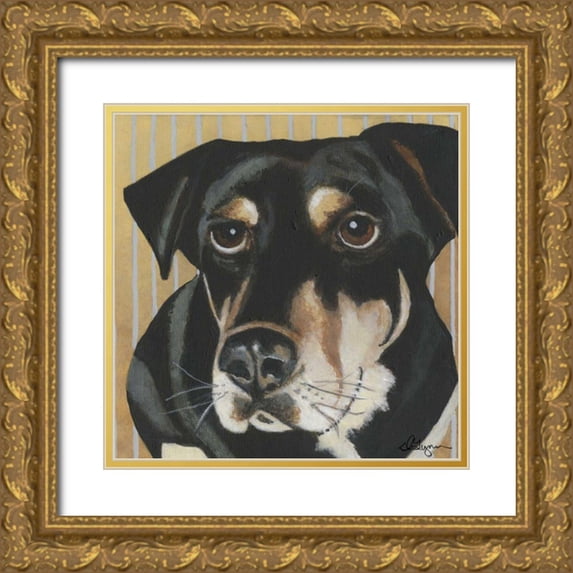 Roll, Dlynn 20x20 Gold Ornate Wood Framed with Double Matting Museum Art Print Titled - Dlynns Dogs - Ginger