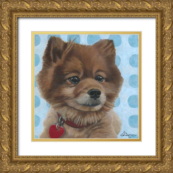 Roll, Dlynn 26x26 Gold Ornate Wood Framed with Double Matting Museum Art Print Titled - Dlynns Dogs - Jordan
