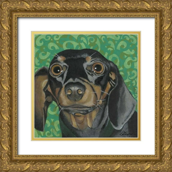 Roll, Dlynn 26x26 Gold Ornate Wood Framed with Double Matting Museum Art Print Titled - Dlynns Dogs - Keelie