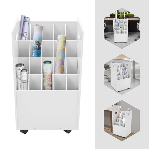 Roll File Organizer 20 Slots 110 lbs Capacity, Lockable Wheels