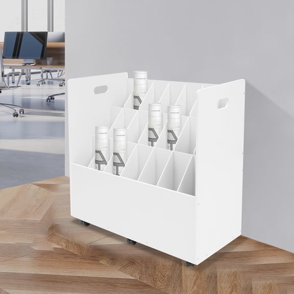 Roll Files Storage Cabinet with Wheels, Mobile Roll File Storage Rack, 21 Slots Roll Files Storage Organizer with Wheels