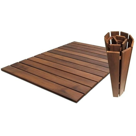 Roll Floor 11115 Bathroom Mat 42 in. x 32 in. Non-Slip Thermo-Treated Wood Deck Tile in Brown (1-Each)