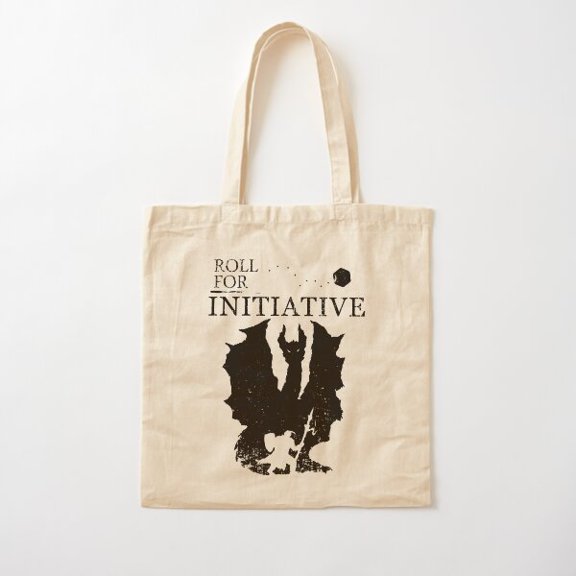 Roll For Initiative - Black Cotton Tote Bag Canvas Tote Bag, Family Gift For Mother, Her