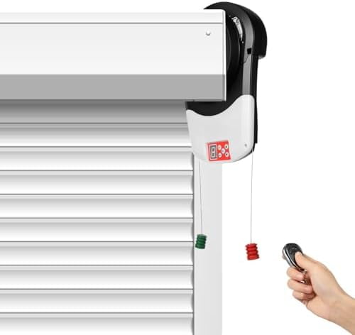 Roll Up Garage Door Opener with Remote, Automatic Garage Roller Door Opener, Smart Garage Door Openers 2 Remotes with LED Lift Force 800N Power 100W 164 Ft, 110V AC 100W