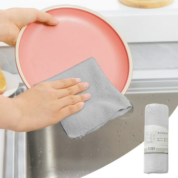 Roll Kitchen Cleaning Wipes, 20 Count Disposable Wet Dry Dishcloths, Multi-Purpose Tear-Off Towels with Easy Dispensing Design, Gray Pink Blue, 8.66x7.87 inch Sheets
