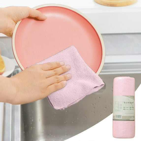 Roll Kitchen Cleaning Wipes, 20 Count Disposable Wet Dry Dishcloths, Multi-Purpose Tear-Off Towels with Easy Dispensing Design, Gray Pink Blue, 8.66x7.87 inch Sheets