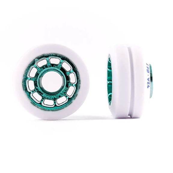 Roll-Line Ice Dance Roller Skate Wheels (Set of 8, 61mm, Hardness 92A (Green Hub))