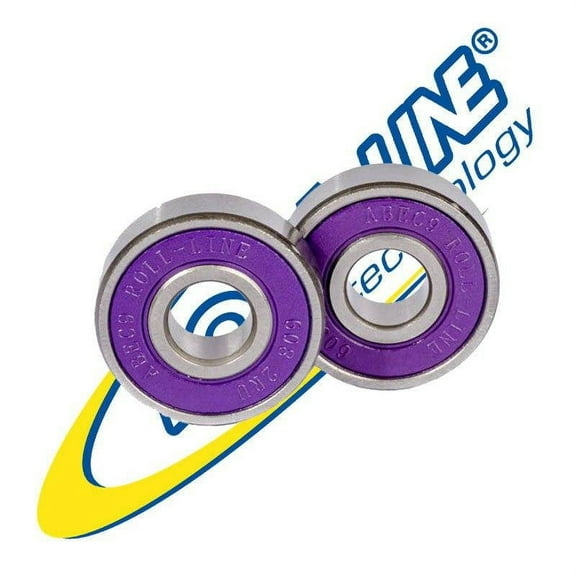 Roll-Line Speed RACE ABEC 9 - 7mm & 8mm Professional Roller Skate Bearings (Set of 16) (Size 8mm, Purple)