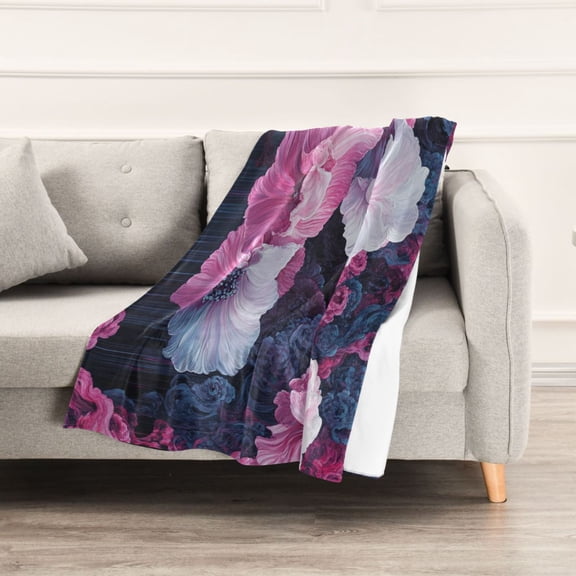 Dreamy Flowers in Purple Throw Blanket 60" x 90" Soft and Warm Blankets for Couch Sofa and Bed