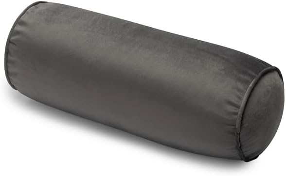 Roll Neck Pillow Velvet Round Bolster Pillow Cervical Support Pillows Neck Pain Relief Cylinder Pillows with Removable Washable Cover 16 Inches Long x 6 Inch Diameter