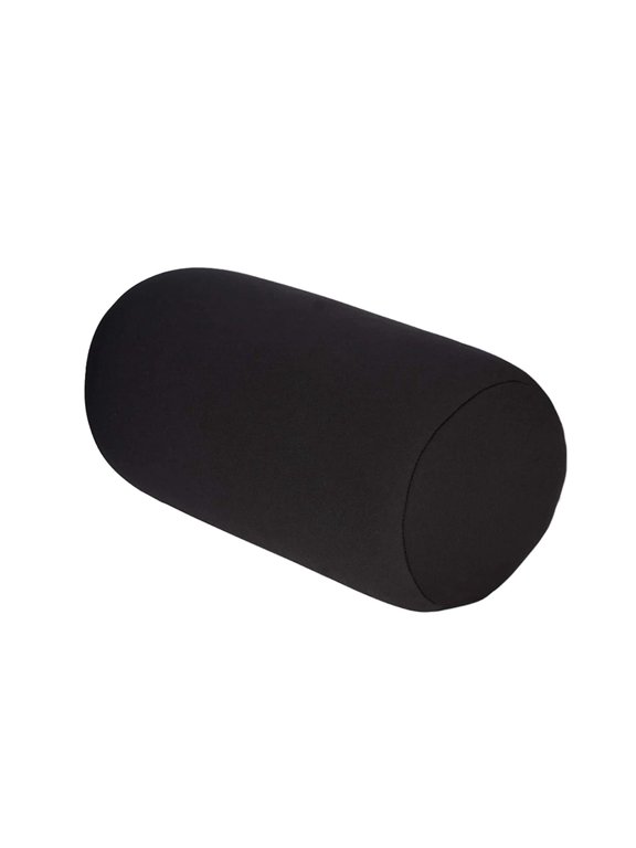 Roll Neck Support Pillow, Microbead Travel Cylinder Cushion for Home Office Car, Soft Breathable Head Rest for Sleeping, 12.6x6.3 inch, Black