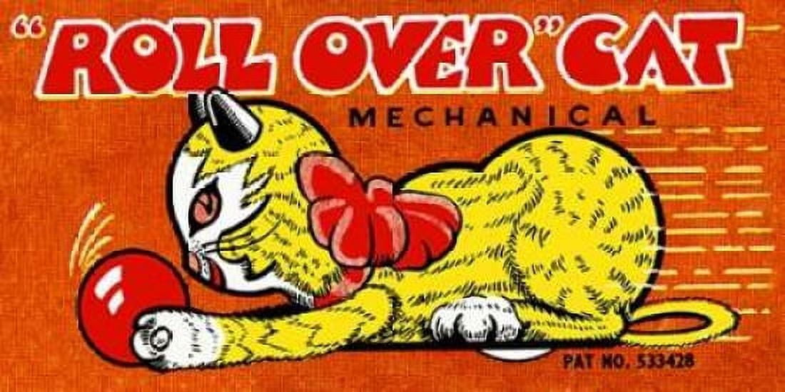 Roll Over Cat Canvas Art - Retrobot (24 x 48)