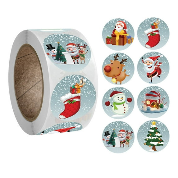 Roll Pack Sticker Christmas Decorating Gift 1 Roll/ New Self-Adhesive Stickers Roll Stickers Christmas Holiday Gift Decoration Gift 1 Roll 500 Pcs K-29-25
