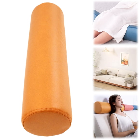 Roll Pillow for Neck - Memory Foam Round Cylinder Bolster for Cervical Support, Spondylosis, Neck Pain Relief, & Spine Lumbar Traction Back Legs & Yoga - Washable Cover & Travel Bag