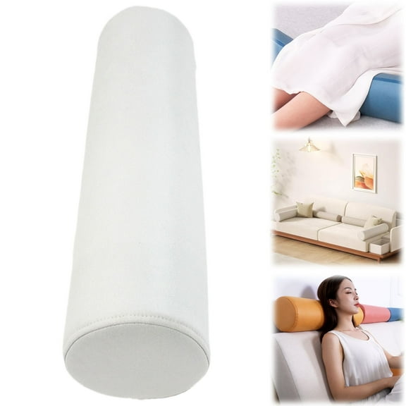 Roll Pillow for Neck - Memory Foam Round Cylinder Bolster for Cervical Support, Spondylosis, Neck Pain Relief, & Spine Lumbar Traction Back Legs & Yoga - Washable Cover & Travel Bag