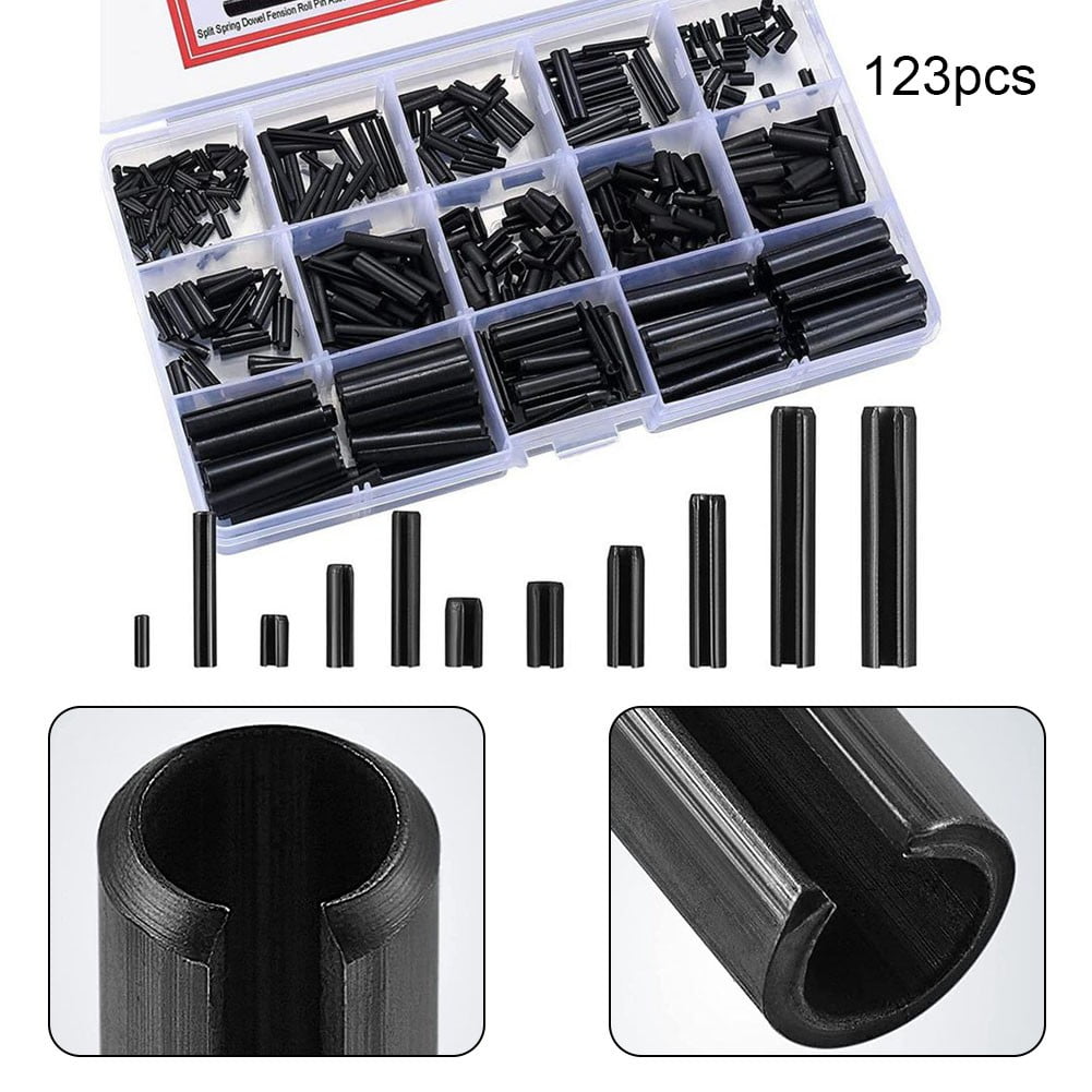 Roll Pin Assortment Set, Slotted Metric Spring Pins Split Expansion