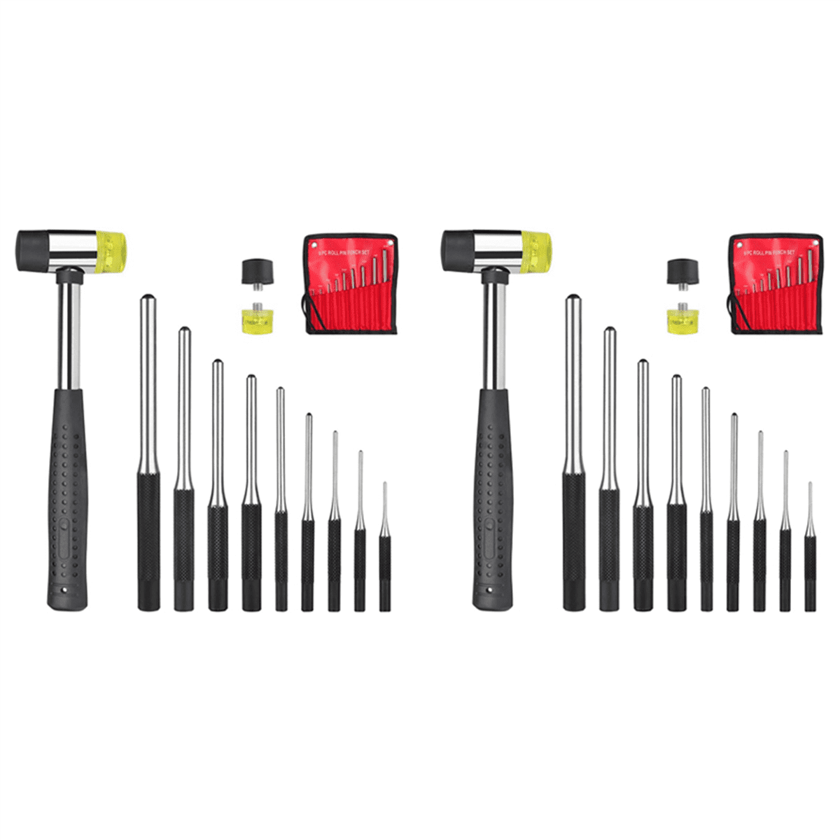 Roll Pin Punch Set with Storage Pouch, 18 Piece Steel Removal Tool Kit