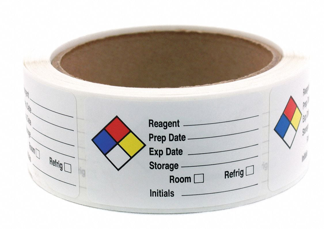 HMIG Label,3/4" x 2-1/2",Reagent,PK250 163-0014