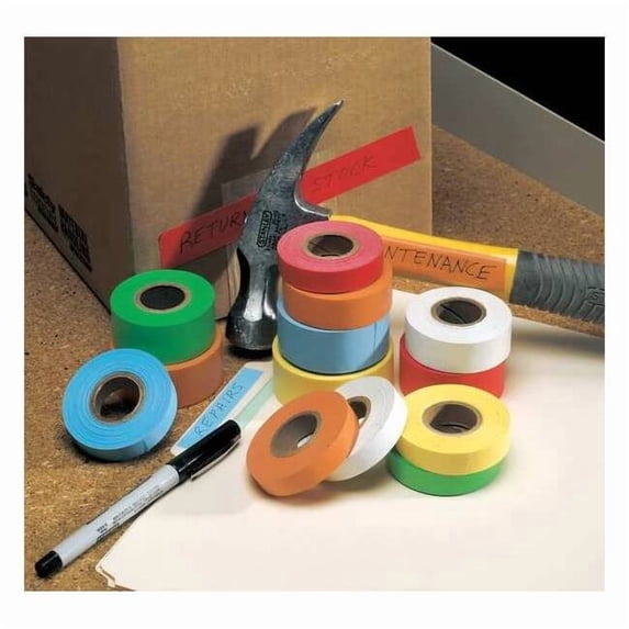 Masking Tape, 3/4 in W x 14 yd L, 6 mil Thick, Yellow, Rubber Adhesive