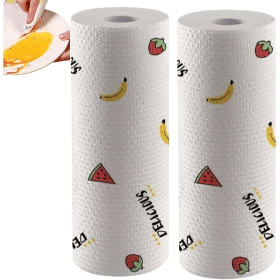 Roll Reusable Cleaning Lazy Rags | Disposable Kitchen Paper Towels, Washable Wet and Dry Towels & Dishwashing Cloths(2PC)
