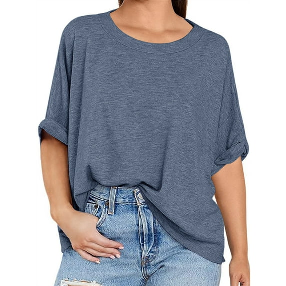 Roll Short Sleeved Solid Color Plus Size Women T-Shirt Tops