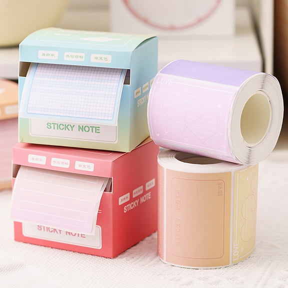 Roll Tape Sticky Notes Pull-Out Dispenser Adhesive Memo Pad Sticker Label Office
