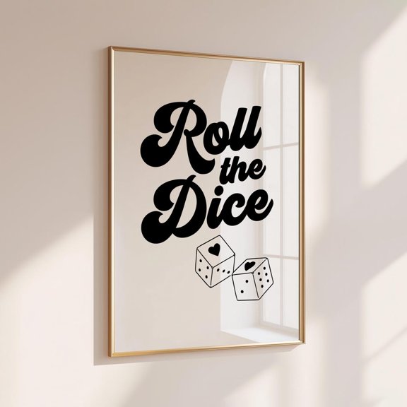 Roll The Dice Retro Lucky Wall Art, Unframed Paper Print Size 8x12