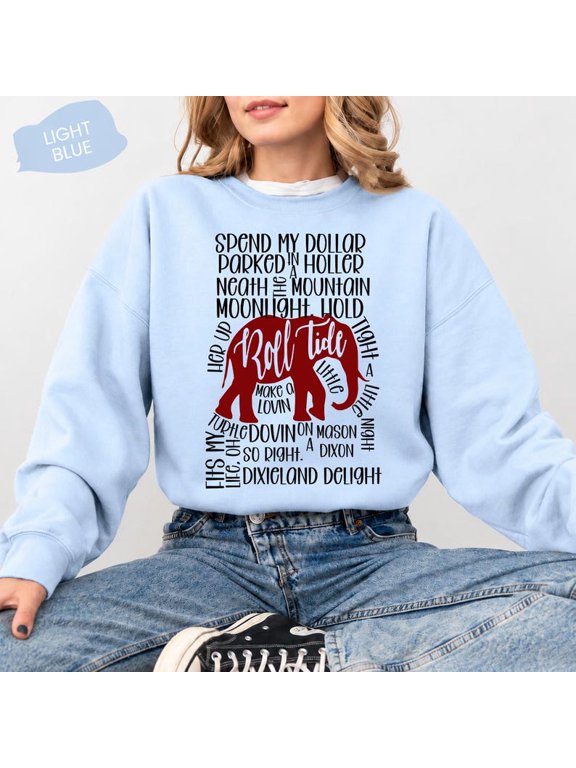 Roll Tide Elephant Sweatshirt, Country Song Lyrics Graphic Crewneck, Southern Football Game Day Pullover, Unisex Fan Gift
