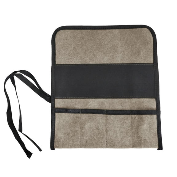 Roll Up Tool Bag for Wrench Pliers Screwdrivers, Portable Canvas Organizer with Multiple Pockets, Sturdy Hanging Storage Pouch for Home Garage Workshop, gray Green Random Color