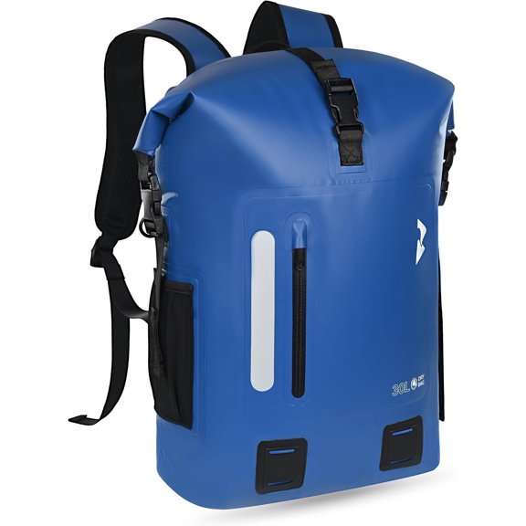 Roll Top Backpack, Floating Dry Bag 20L/30L/45L with Rectangular Base, Cushioned , Strap for Hiking Camping Kayaking Travel (Blue, 20L)
