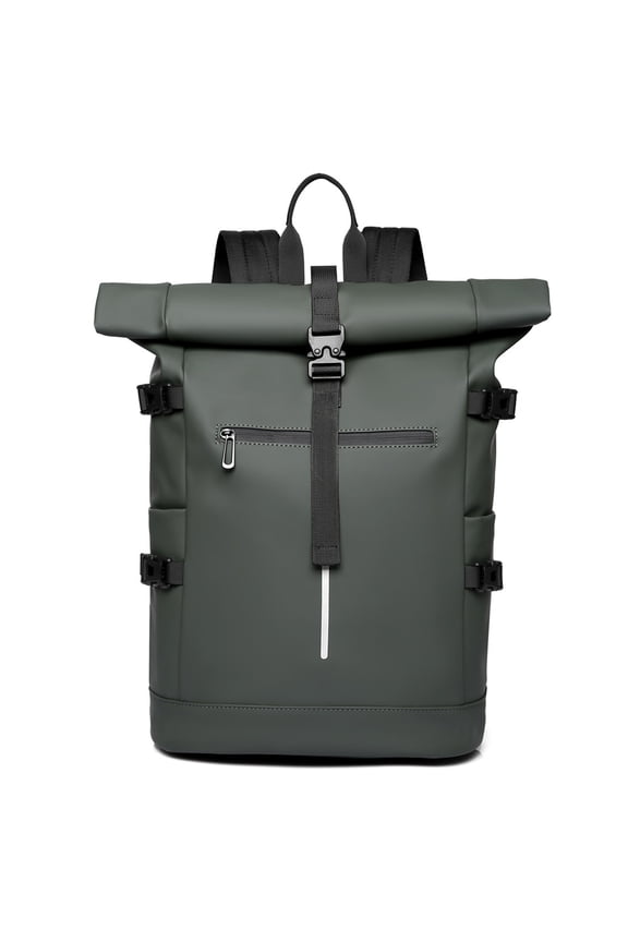Roll Top Backpack, Trendy Large Capacity Daypack, Casual Commute Travel Bag, Student School Bookbag