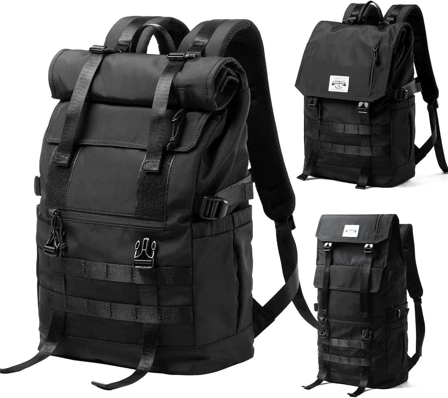 Roll Top Backpack for Men Water Resistant Expandable Vintage Rucksack 40L Travel Backpack for 17.3 inch Laptop Walmart