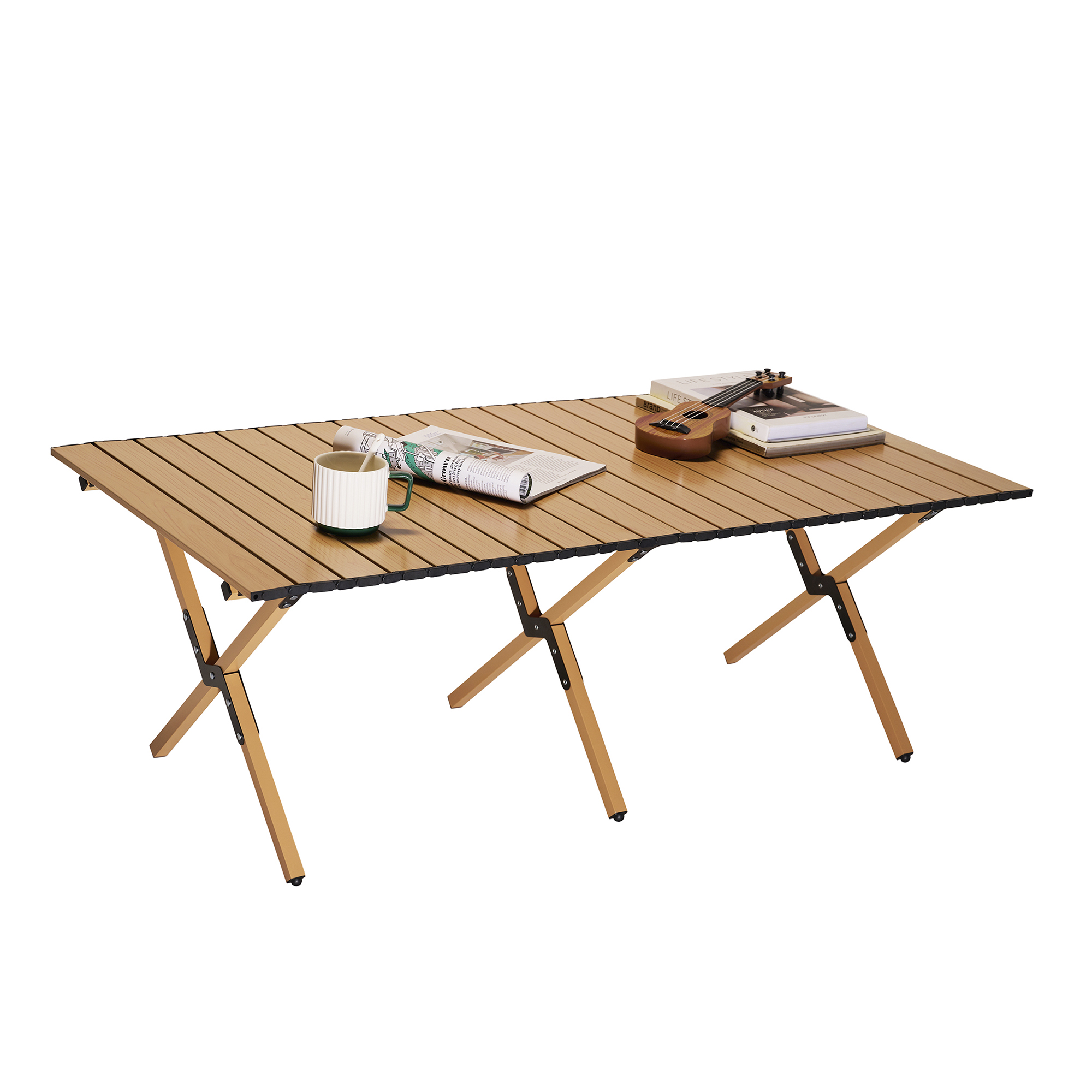 RollTop Camping Table, Rectangle Outdoor Dining Table with Carry Bag