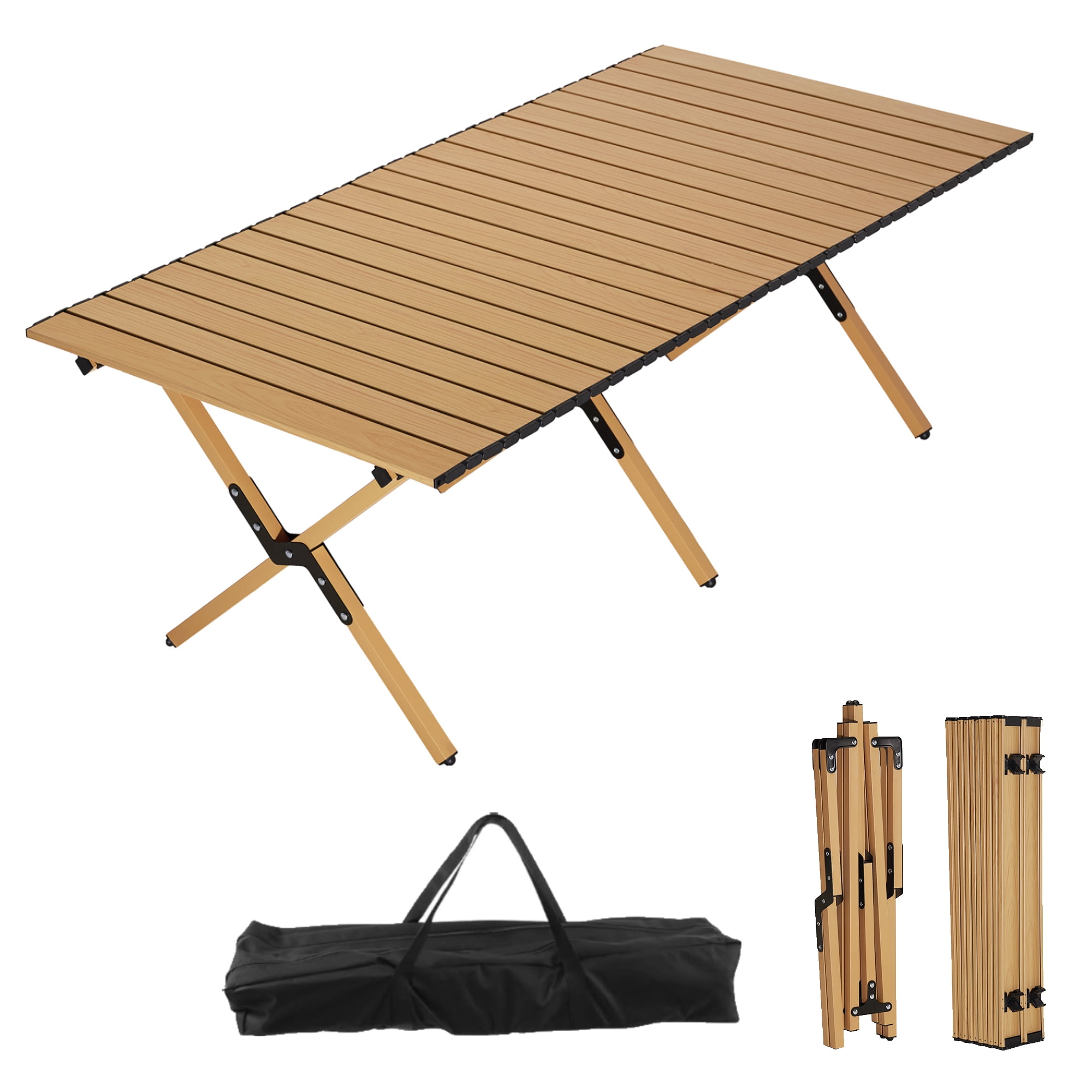 RollTop Camping Table, Rectangle Outdoor Picnic Folding Table with