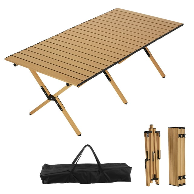 RollTop Camping Table, Rectangle Outdoor Picnic Folding Table with
