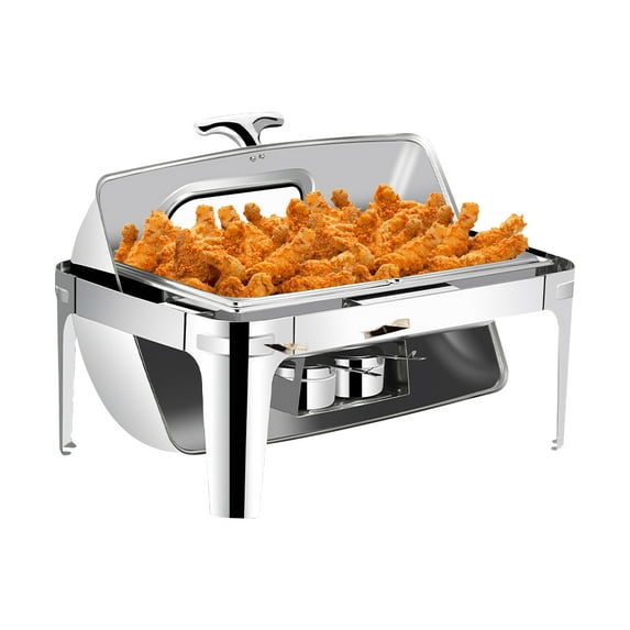 Roll Top Chafing Dishes for Buffet | Stainless Steel Buffet Food Warmer | Rectangular Chafers Catering Equipment for Holidays, Restaurants, Catering Supplies
