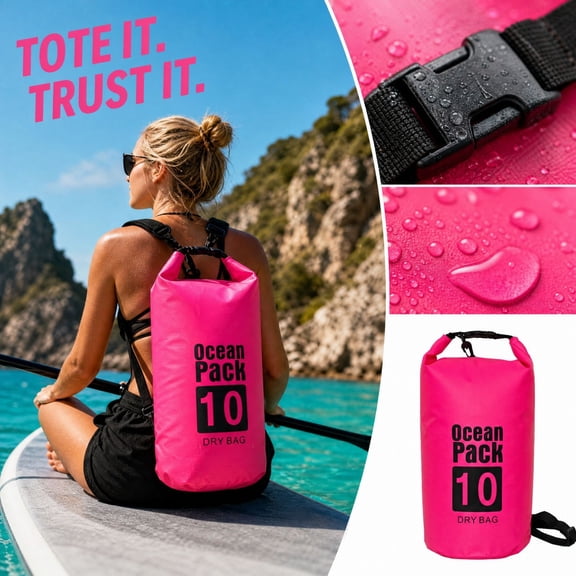 Roll‑Top Floating Waterproof Dry Bag, Dual‑Strap Dry Backpack Sack, Durable PVC Storage Pouch for Kayak, Paddleboard, Beach, Fishing and Water Sport Enthusiasts