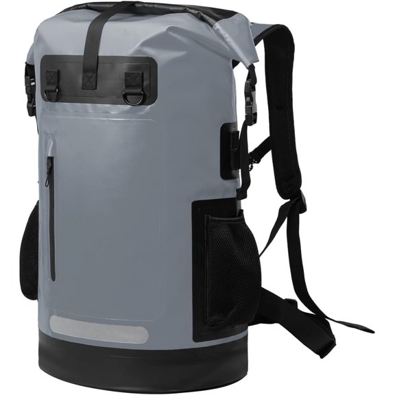 Roll Top Kayak Dry Backpack, Floating Outdoor Dry Sack Boating Sailing Canoeing Rafting Fishing Camping 35L Grey
