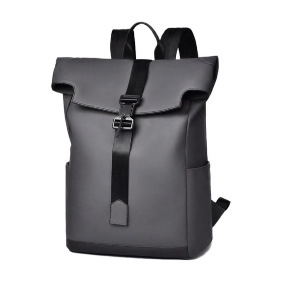 Roll-Top Magnetic Backpack for Men,Urban Commute & Business Travel Rucksack,Water-Resistant Laptop Bag with Side Pockets,Large Capacity Daypack for Work or Weekend Getaway,1Pack (16.5" x 11.8") Gray