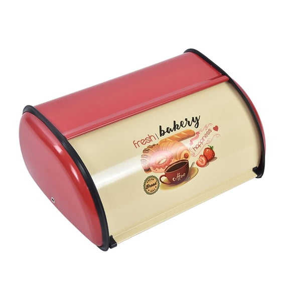 Roll Top Metal Bread Storage Box Desktop Dustproof Ventilated Kitchen Organiser