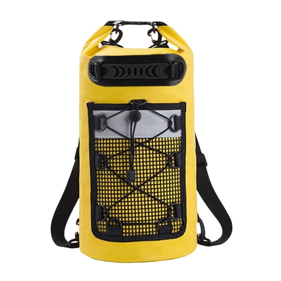 Roll Top Waterproof Dry Bag Backpack Yellow Outdoor Floating Storage Pack for Beach Kayak Hiking Camping