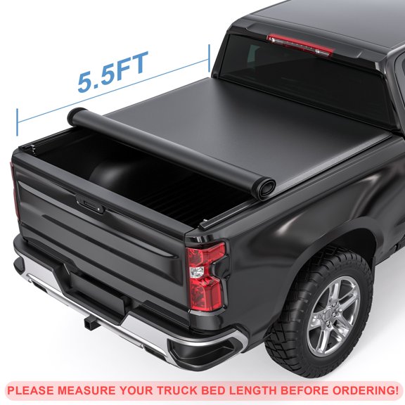 Roll Up 5.5FT Bed Soft Truck Tonneau Cover For 2004-2014 Ford F150 F-150 On Top