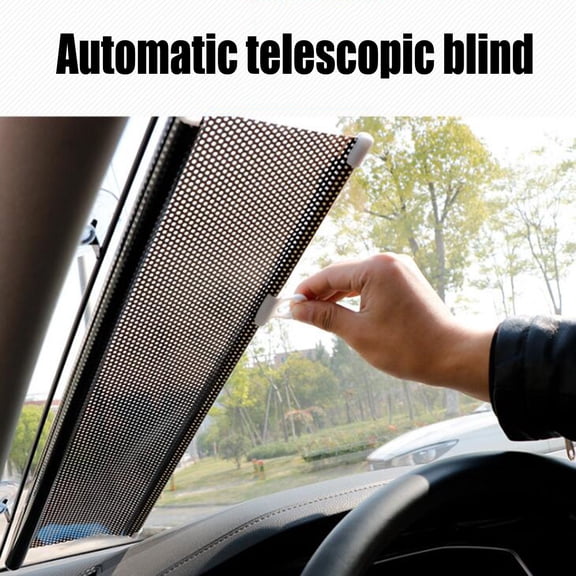 Roll-Up Car Sunshade Curtains with Metal Frame and 3 Suction Cups, Scalable Heat Insulation Blinds for Side Rear Windows, UV Blocking Retractable Auto Window Shade for SUV Sedan
