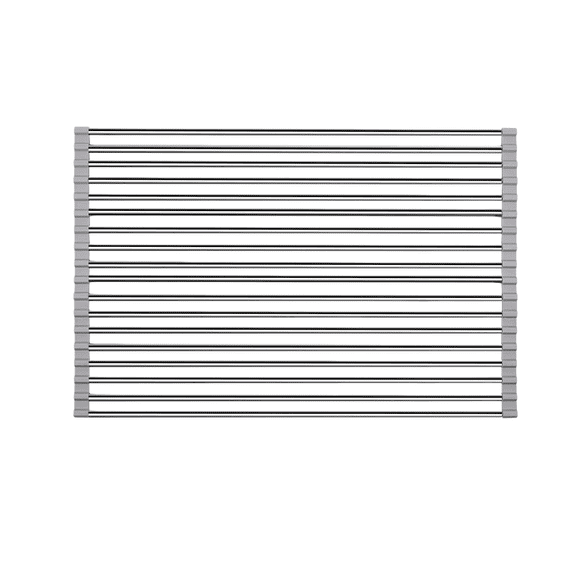 Roll Up Dish Drying Rack, 18.5-Inch Long Foldable Over-Sink Drainer with 12, 15 or 18 Rod Options, Gray