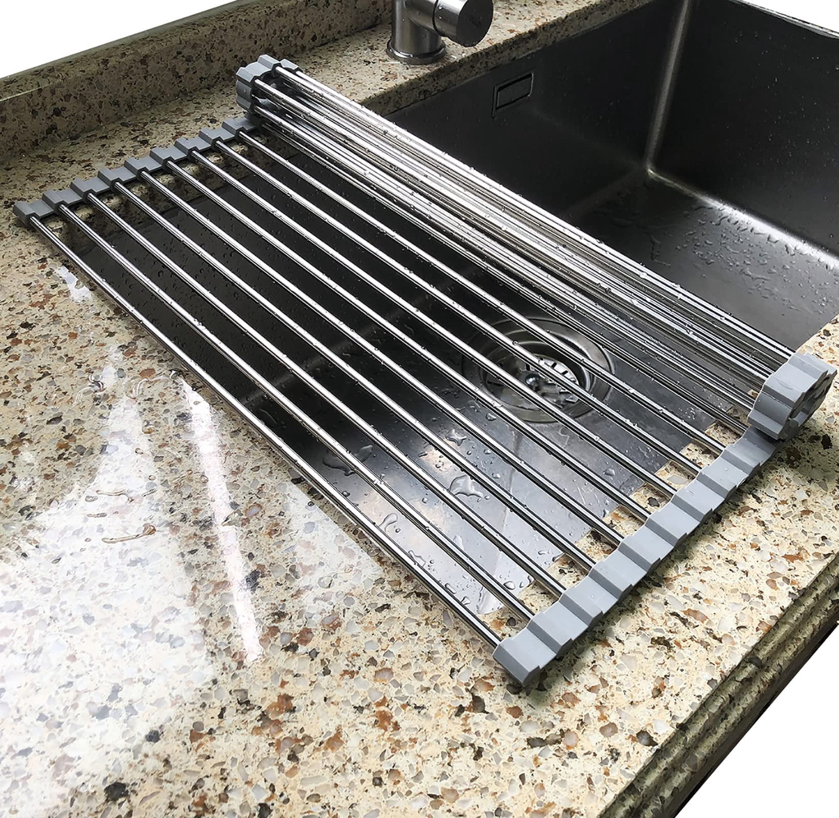 Roll Up Dish Drying Rack Over Sink, Steel, Heat‑Resistant Foldable ...