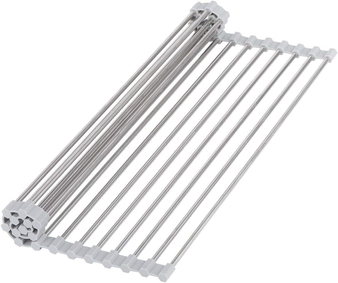 Roll Up Dish Drying Rack - Silicone Coated Stainless Steel, Over The ...